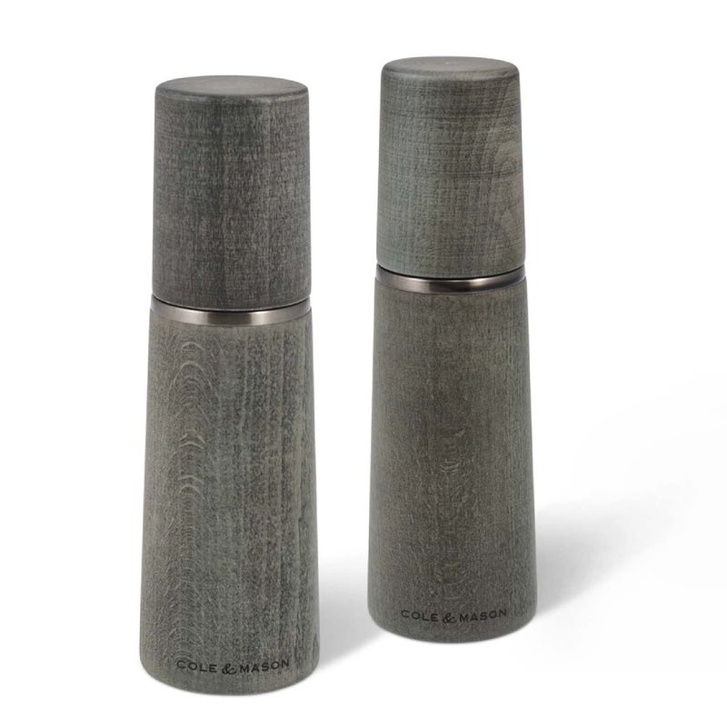Cole & Mason Marlow Wood Mill Set - Balanced Salt and Pepper Grinders - Refillable Spice Tools - Adjustable Salt and Peppercorn Grinder Settings - Dark Grey - Image 1